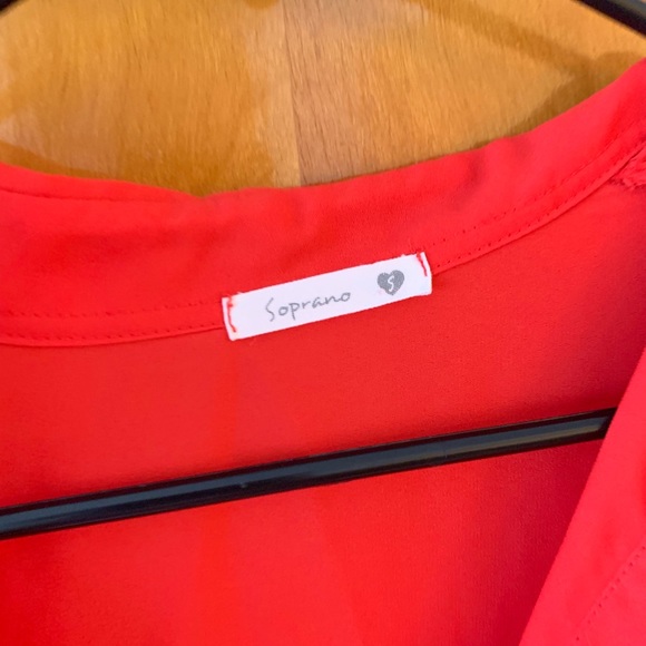 Vibrant Red Button Down Blouse - Picture 5 of 7